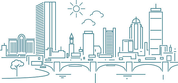 boston skyline - boston 幅插畫檔、美工圖案、卡通及圖標