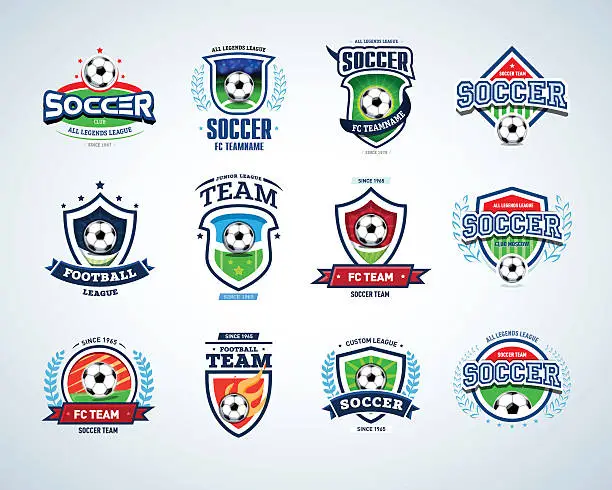 Vector illustration of Soccer football badge Logo design templates, sport logotype template.