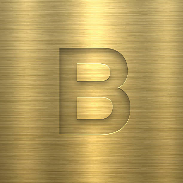 illustrazioni stock, clip art, cartoni animati e icone di tendenza di alphabet b design - lettera sulla texture in metallo doo - letter b brass alphabet text