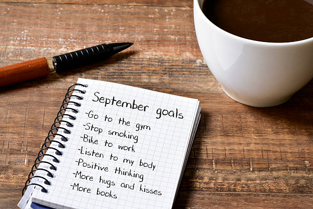 istock coffee and notepad with a list of September goals 604018986