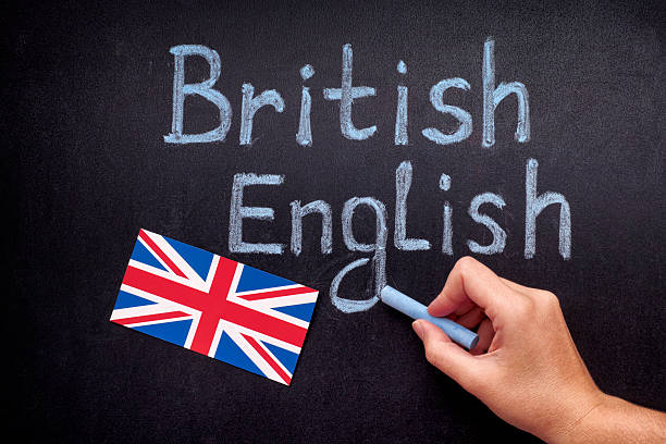 istock Hand drawing British English on blackboard 604019638
