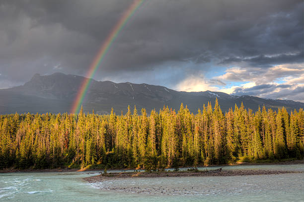 istock Rainbow Over Athabasca River and Rocky Mountains - Canada 604021514