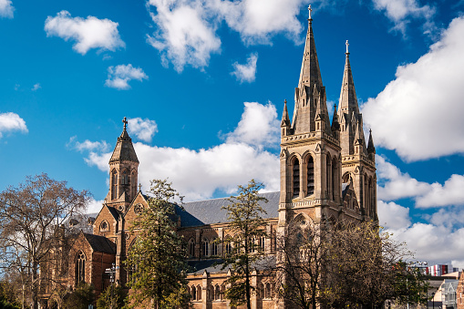 St. Peter's Cathedral in Adelaide, South Australia. View from Pennington Gardens
