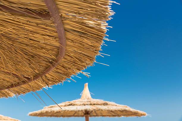 istock Sunshade umbrellas on the beach 604023968