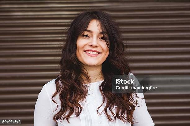 Pretty Woman Smiling With Perfect Smile Stock Photo - Download Image Now - Voluptuous, Women, Human Face