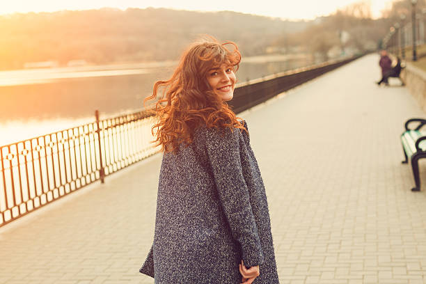 Happy woman walking
