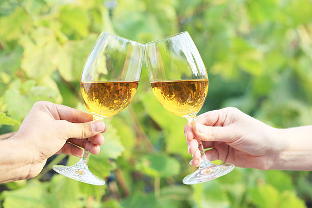 istock Hands holding the glasses with wine 604026874