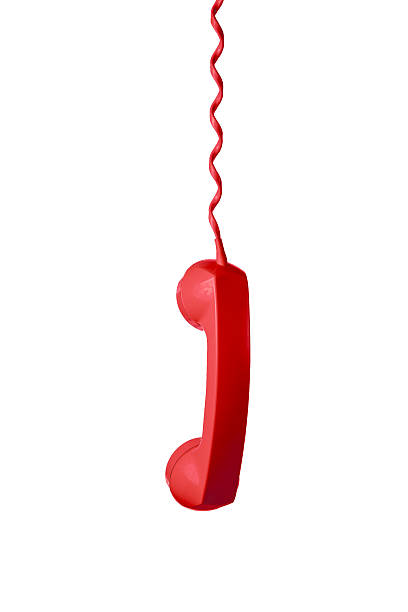 istock Red Telephone Receiver isolated on a white background 604029136