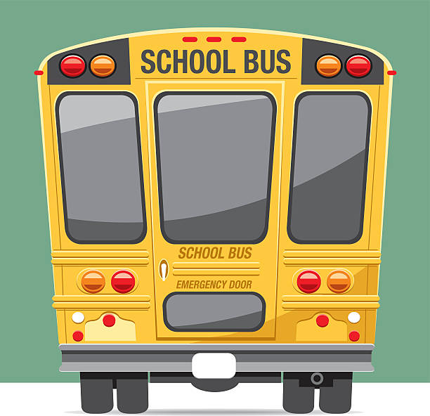 illustrations, cliparts, dessins animés et icônes de bus scolaire à vue arrière - bus child waiting education