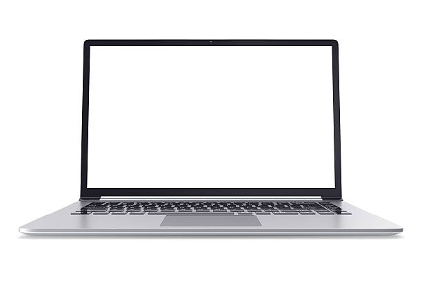 istock Modern metal office laptop or silver business notebook with blank 604029458