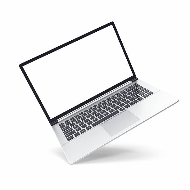 istock Laptop isolated on white background. 3d illustration 604029506