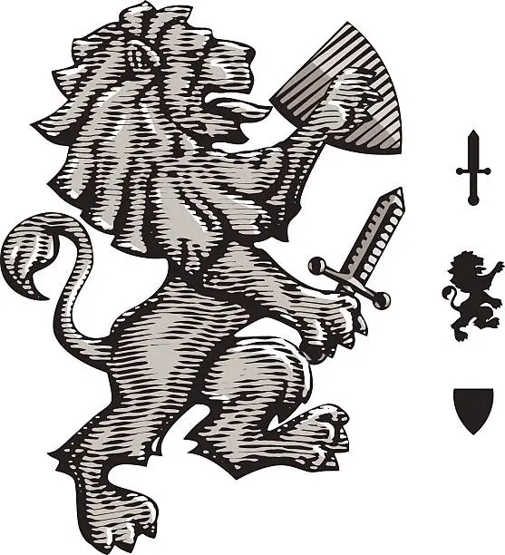 Vector illustration of lion heraldy