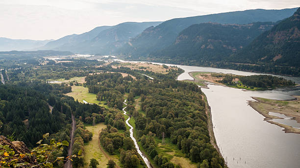 Columbia River Gorge - View from Beacon Rock stock photo