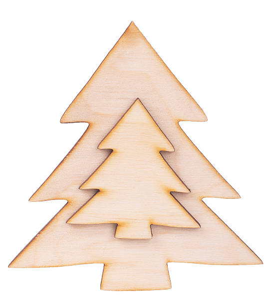 istock Christmas two trees shape made of wood decoration 604029984