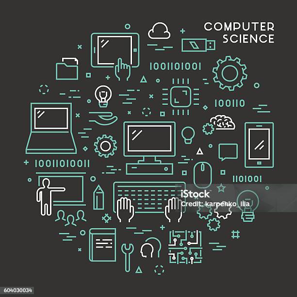 Lay Out Line Computer Science Line Web Concept For Computer Science Stock Illustration - Download ...