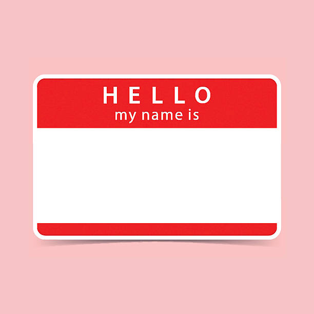 ilustrações de stock, clip art, desenhos animados e ícones de blank red name tag sticker hello - hello my name is