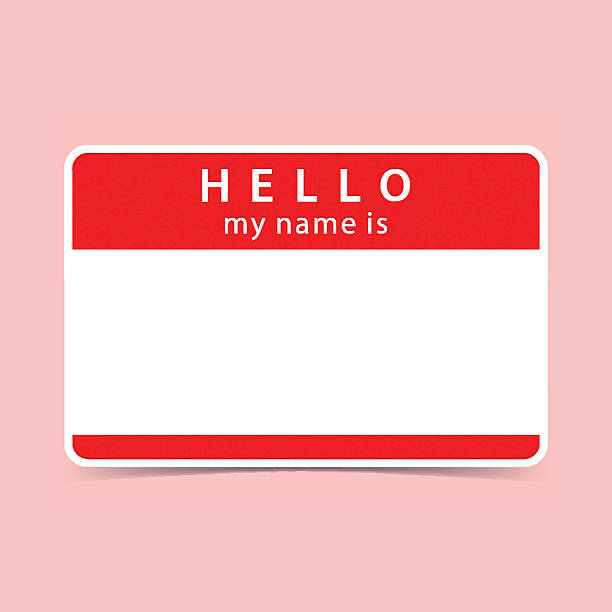 пустой красный тег имя наклейка hello - hello identity name tag greeting stock illustrations