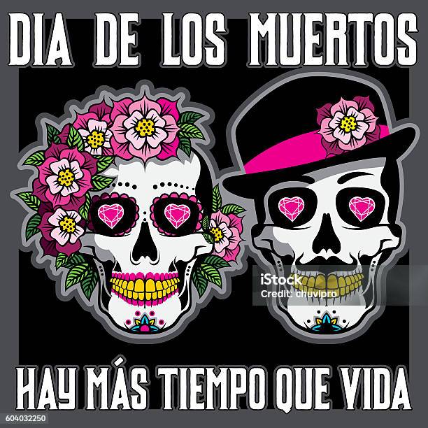 Dia De Los Muertos Or Day Of The Dead Placard Stock Illustration - Download Image Now - Day Of The Dead, Skull, Mexican Culture