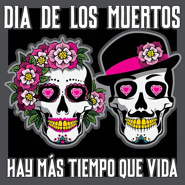 Vector illustration of Dia de los Muertos or Day of the Dead Placard