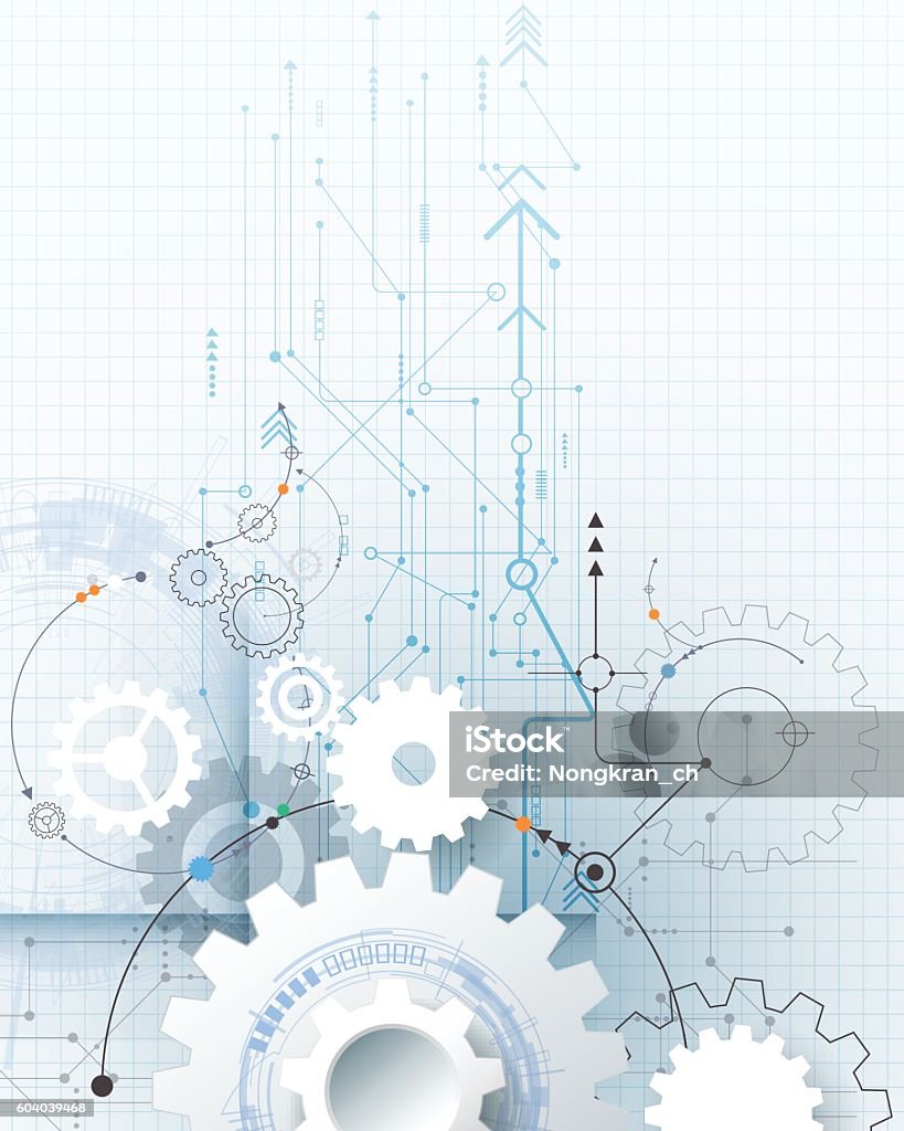 Vector Illustration Gear Wheel Hexagons And Circuit Board Stock ...