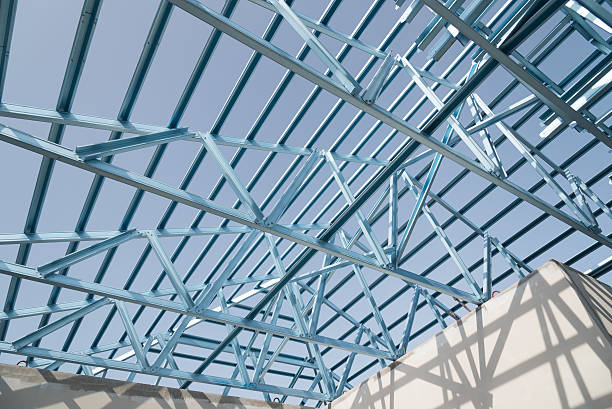 istock Structure of steel roof. 604040168