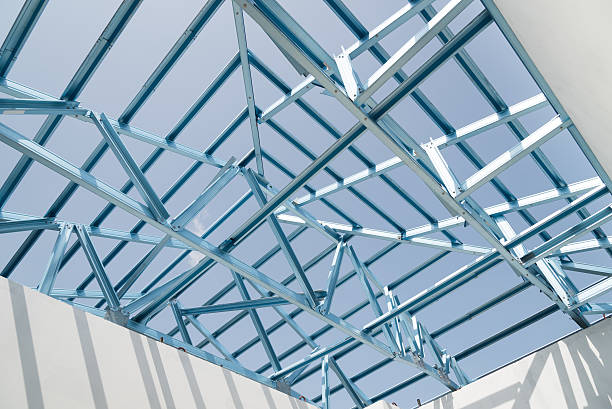 istock Structure of steel roof. 604041894