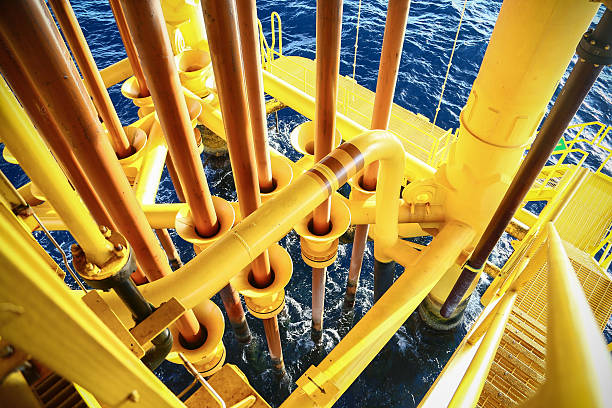 istock Offshore construction platform for production oil and gas, 604043500