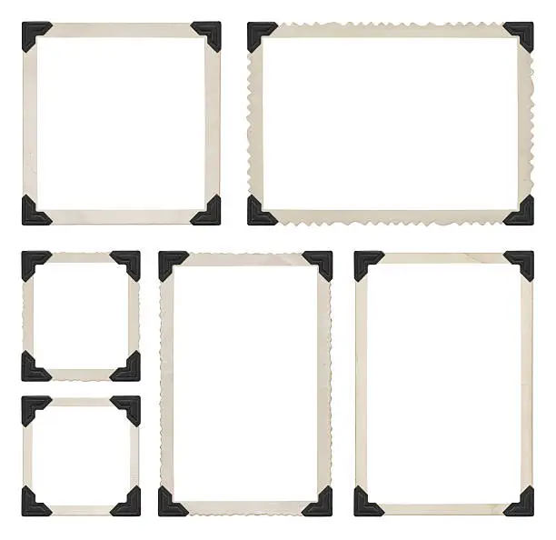 Photo collection and black corners isolated on white (excluding the shadows)