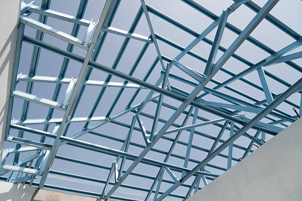 istock Structure of steel roof. 604043520