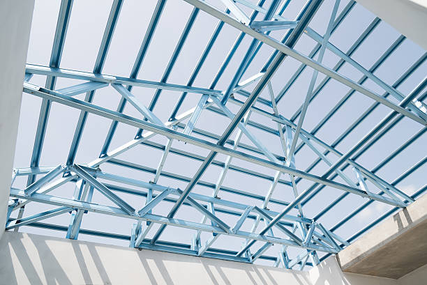 istock Structure of steel roof. 604043888