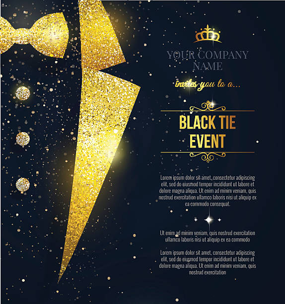 Black Tie Event Invitation Black Tie Event Invitation. Elegant black  card with golden sparkles. Vector illustration gala stock illustrations