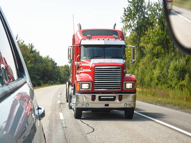 a red semi truck