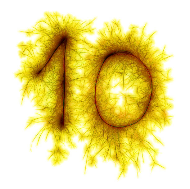 istock Sparkling golden celebration number ten 10th birthday 604333476