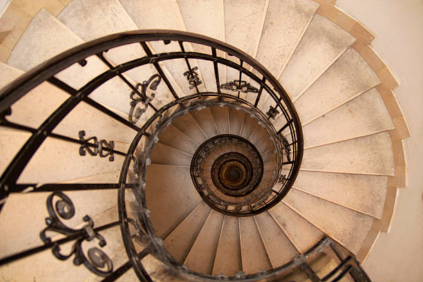 photo of a spiral staircase in an old house
