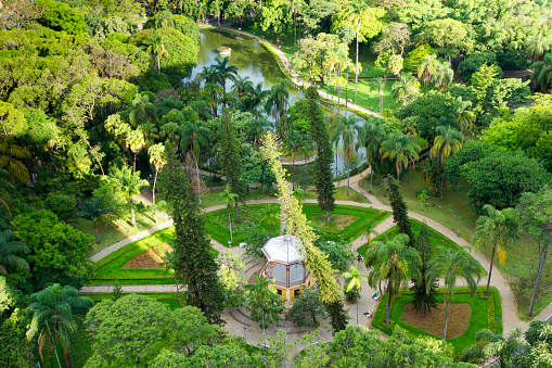 A panoramic view of the Municipal Park of Belo Horizonte, capital of Minas Gerais, Brazil, with detail to the bandstand.