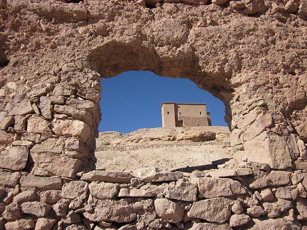 Ksar of Ait-Ben-Haddou, Morocco Looking through a window. The town of Ksar of Ait-Ben-Haddou in Ouarzazate province, in southern Morocco. It is a UNESCO World Heritage Site. ksar stock pictures, royalty-free photos & images