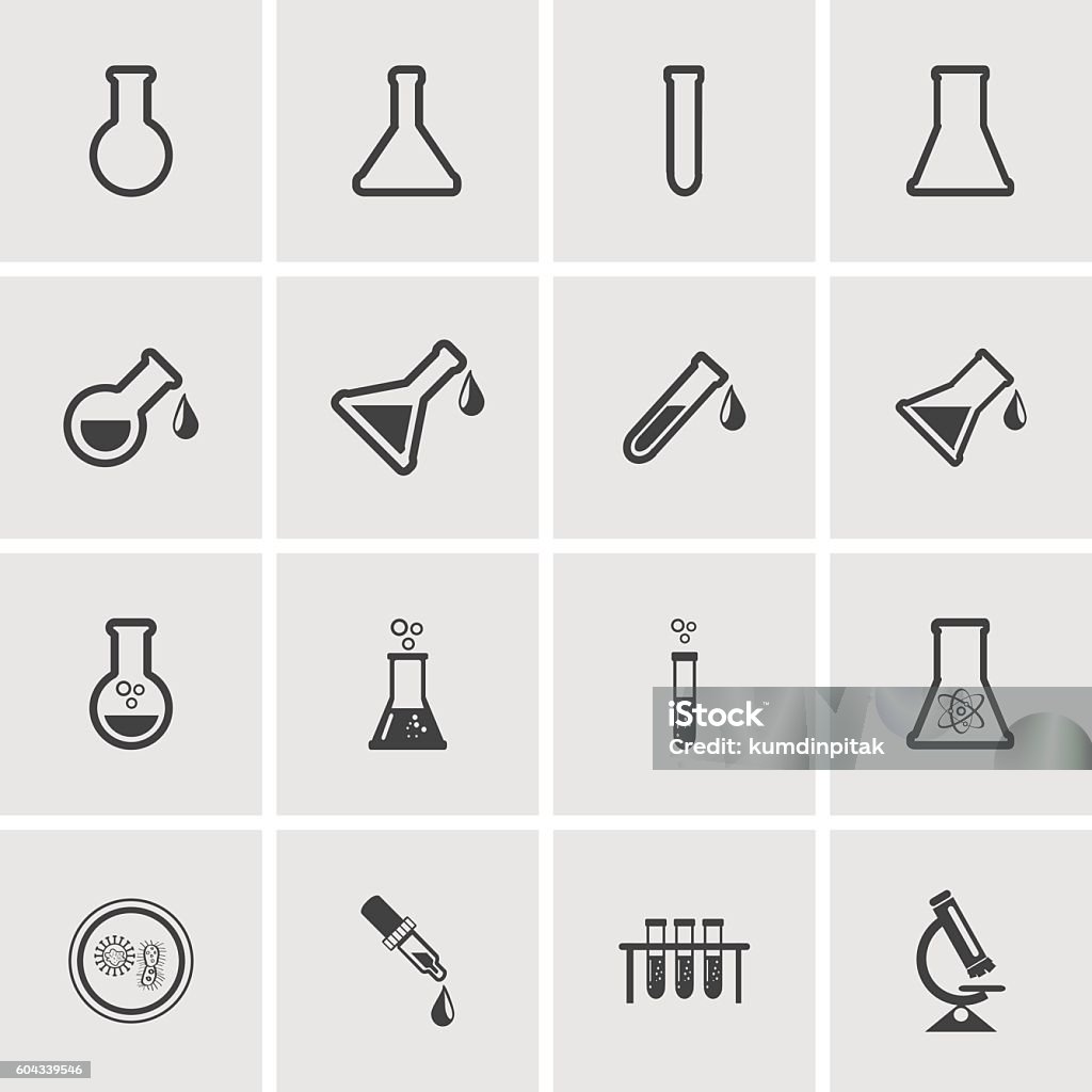 Erlenmeyer flasks flask tube icons. Vector illustration. Icon Symbol stock vector