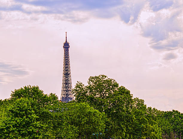 istock Eiffel Tower at sunset under cloudy sky in Paris,France 604339778