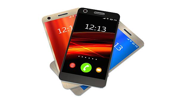 istock Modern smartphone in three color  isolated on white 604339866