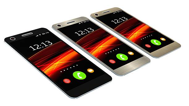 istock Modern smartphone in three color  isolated on white 604339996