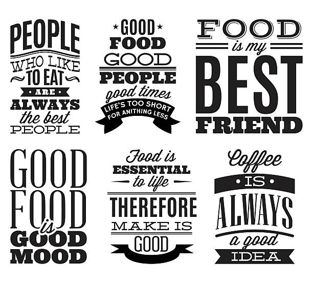 set vintage typographic food quotes to the menu or t-shift - ilustração de arte vetorial