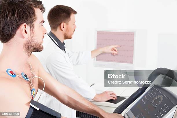 Cardiac Stress Test Ecg Tracings Stock Photo - Download Image Now - Emotional Stress, Scientific Experiment, 20-24 Years