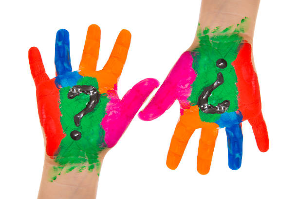 istock happy child with their hands all painted playing 604342014