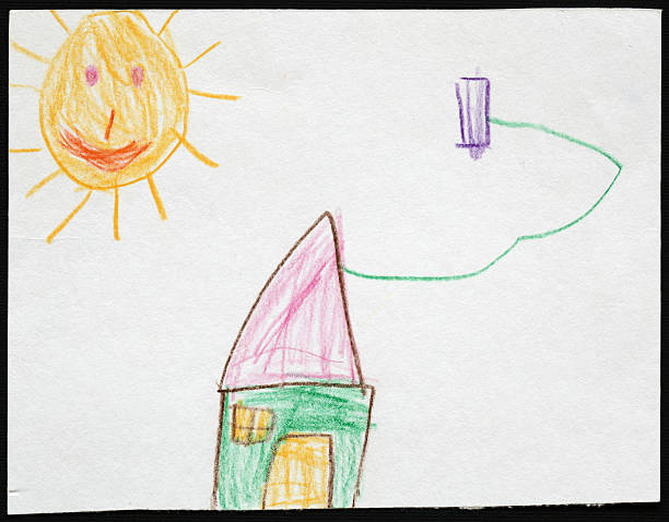 istock Green House under the Sun. Child's Drawing. 604343330