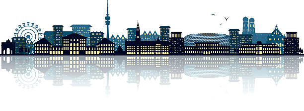 뮌헨 스카이라인 - munich germany city panoramic stock illustrations