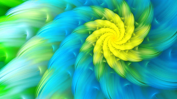 экзотический цветок. танец цветочных лепестков. - kaleidoscope fractal psychedelic abstract стоковые фото и изображения