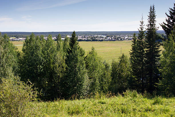 istock Landscape with village from high point 604345298