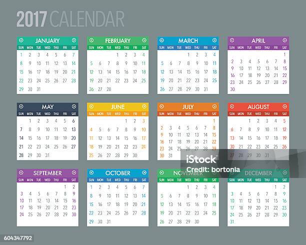 2017 Calendar Template Stock Illustration - Download Image Now - 2017, Calendar, April