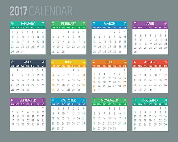 Vector illustration of 2017 Calendar Template