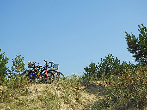 istock Bicycles on a sand hill at the beach. 604349992